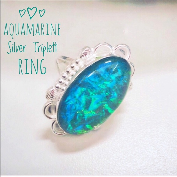 Jewelry - Sz 6 Aquamarine Silver Triplett Silver Ring